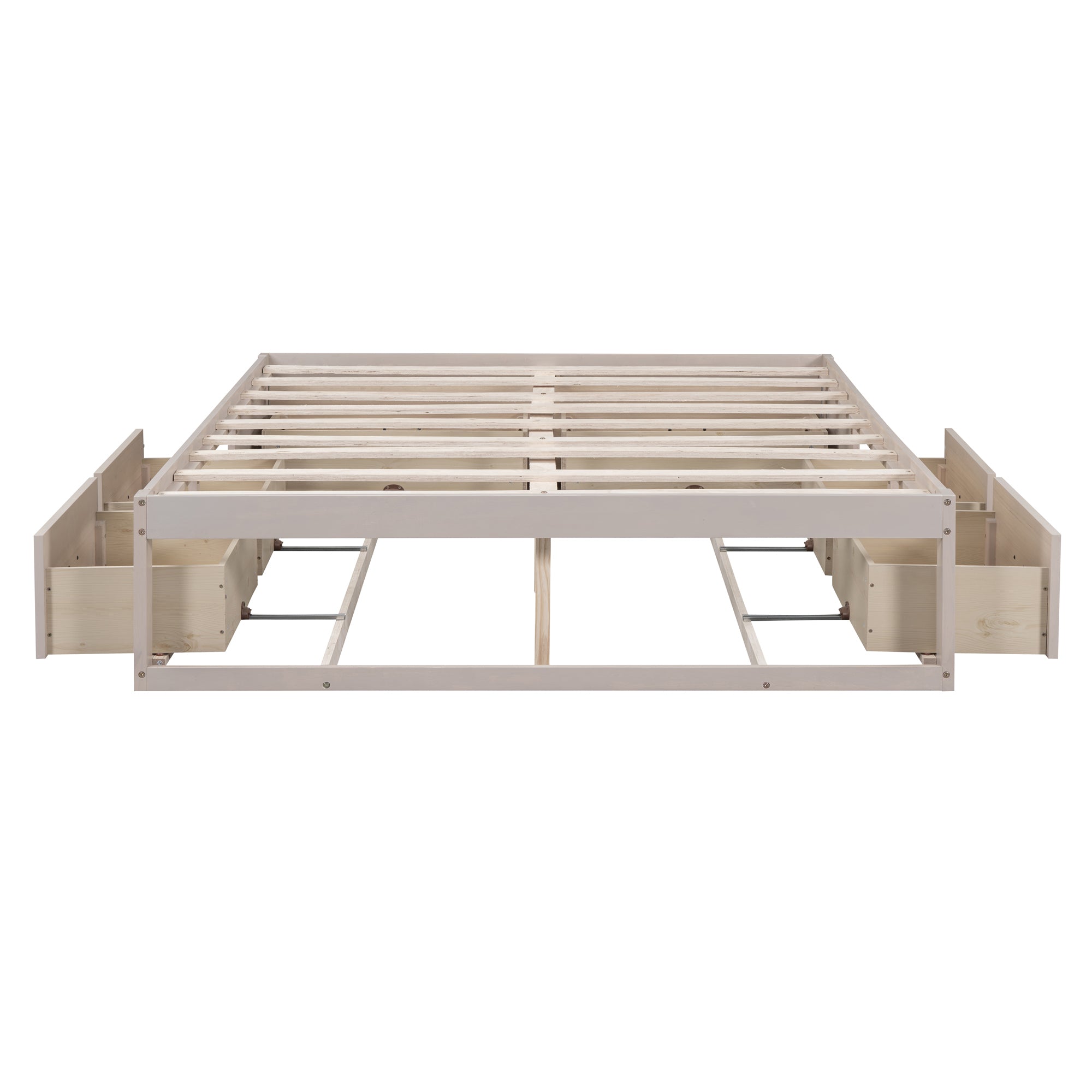 Full Size Platform Bed with 6 Storage Drawers,Antique White - Atlantic Fine Furniture Melbourne FL