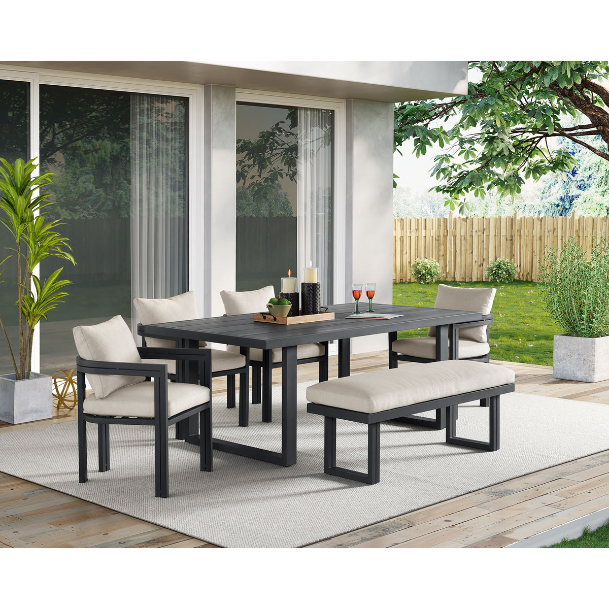 Playa Standard Height Dining Set in Dark Gray by Elements International, view 15