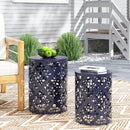 Modern Iron Cut Design End Table (Set of 2) - Navy Blue