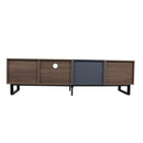 Modern TV With 3 Cabinets & Open Shelves, Color-Matching Media Console Table For Tvs Up To 80'', Entertainment Center With Drop Down Door For Living Room - Dark Brown