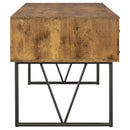 Rustic Industrial Charm Writing Desk With 4 Drawers And Open Shelf
