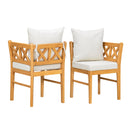 Farmhouse Modern Dining Corner Chairs (Set of 2) With Handwoven Rattan Backrests And Solid Wood Legs - Natural / White
