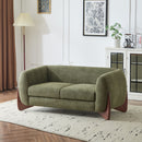 Contemporary Boucle Sherpa Sofa With Birch Wood Legs