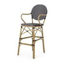 Outdoor Wicker And Aluminum French Barstools (Set of 2)