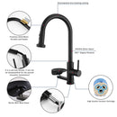 3 In 1 Kitchen Faucet With Press Type Glass Rinser, High Arc Pull Down Sprayer
