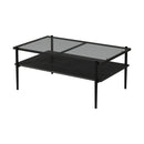 Rectangle Coffee Table With Tempered Glass Top And White Legs, Modern Table For Living Room