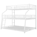 Twin XL/Full XL/Queen Triple Bunk Bed with Long and Short Ladder and Full-Length Guardrails,White