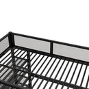 Full Size Metal Loft Bed with 4-Tier Shelves and Storage, Black