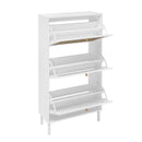 Modern Rattan 3 Door Shoe Rack Cabinet For Entryway