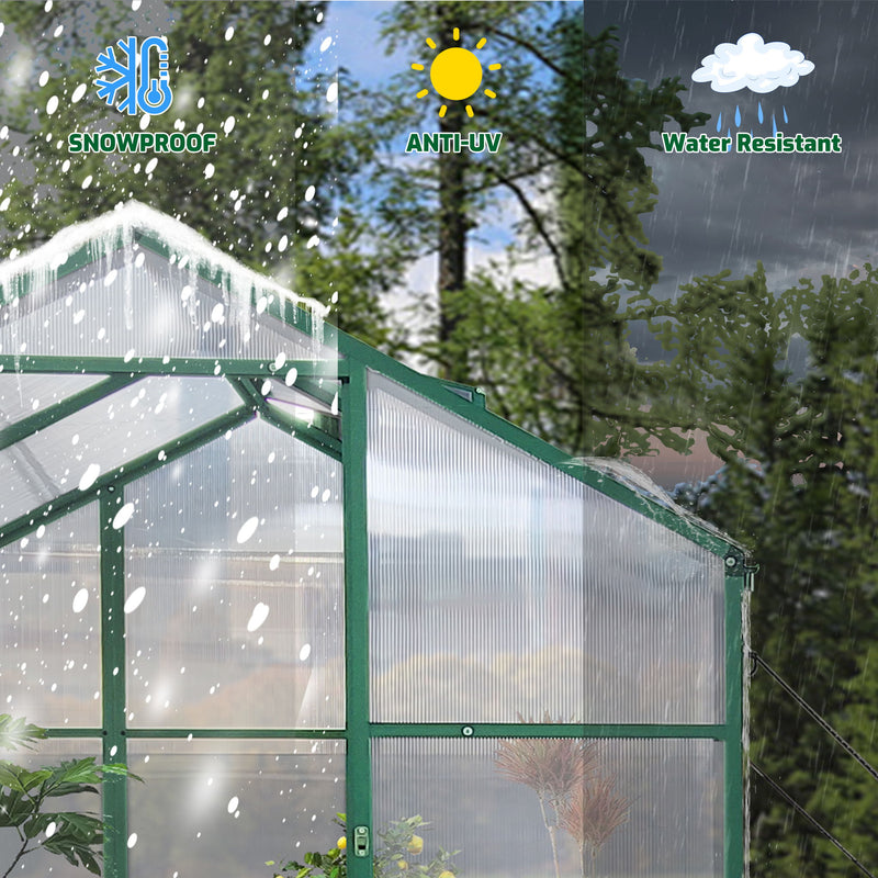 Polycarbonate Walk-In Greenhouse, Raised Base For Outdoor In All Season