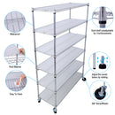 6 Tier 6000Lbs Capacity Nsf Metal Shelf Wire Shelving Unit, Heavy Duty Adjustable Storage Rack With Wheels & Shelf Liners For Commercial Grade Utility Steel Storage Rack