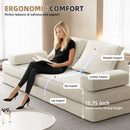 Multifunctional Convertible Sofa Bed With 2 Tumbler Backrests And 2 Pillows, Deep Seat Couch