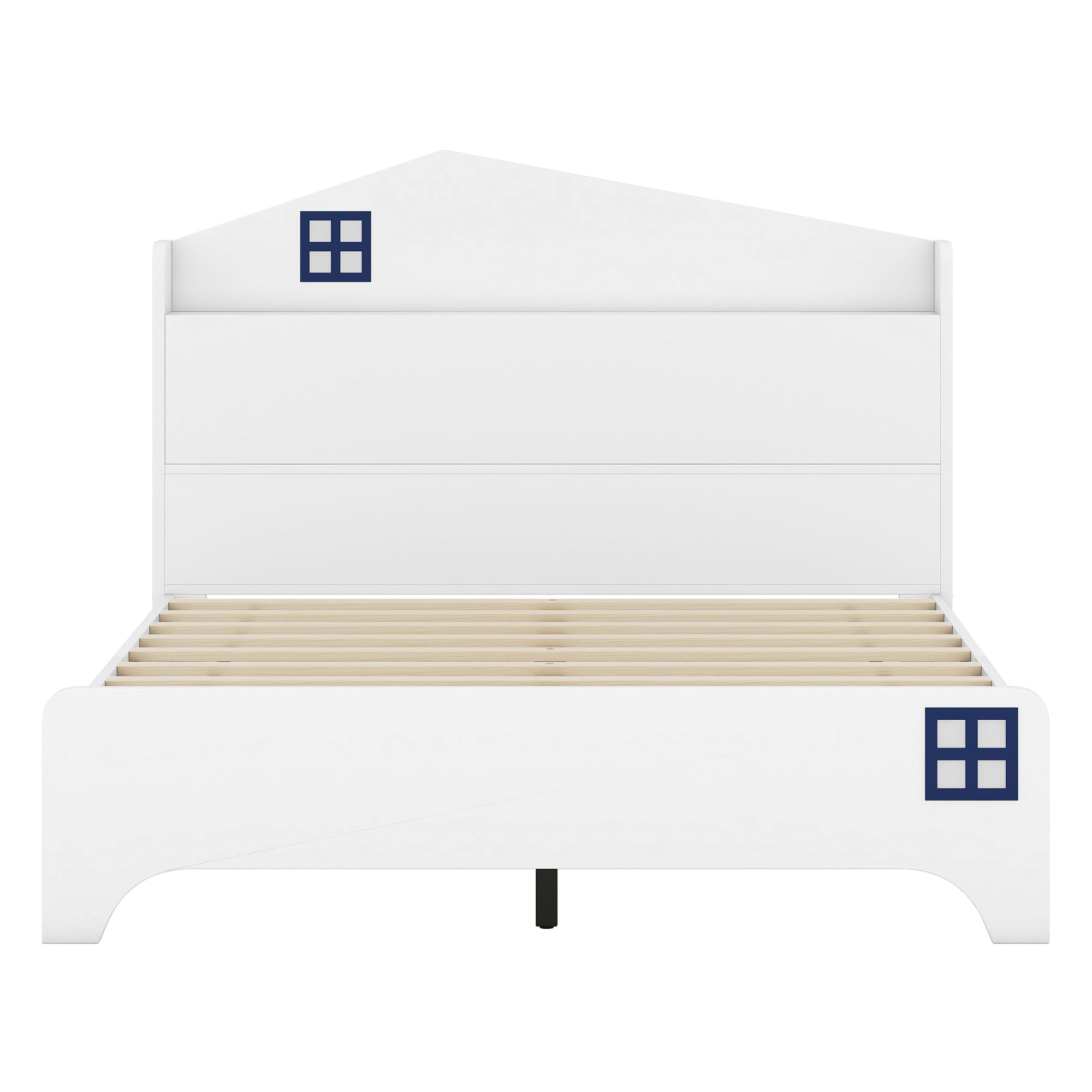 Wooden Full Size House Bed with Storage Headboard ,Kids Bed with Storage Shelf,White - Atlantic Fine Furniture Melbourne FL