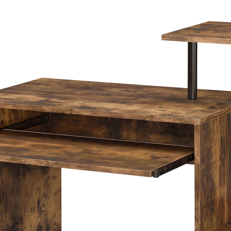 Lyphre - Computer Desk - Weathered Oak / Black