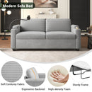 Corduroy Sleeper Sofa Loveseat Sofa With Full Size Mattress, 2 USB Ports, 2 Cup Holders, 2 Side Pockets And Phone Holder