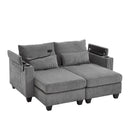 Convertible Chaise Lounge Sofa Chair With USB Ports, Cup Holders, Phone Holder And Storage