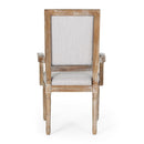 French Country Style Upholstered Dining Chair With Square Backrest