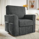 360° Swivel Accent Barrel Armchair With Side Pockets, Compact Design