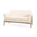 Modern Fabric Upholstered Loveseat With Elm Wood Legs And Flare Arms - Beige