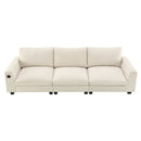 Sectional With Bluetooth Speaker Comfy Cloud Couch Set With Drop Down Table Cup Holders, USB Charger Storage Armrest Wide Seat Sofa