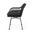 Outdoor Rattan Accent Chair With Metal Legs