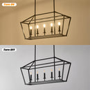 5 Light Farmhouse Kitchen Island Lighting, 5 Light Industrial Linear Chandelier For Dining Room Metal Hanging Pendant Light Fixture For Bedroom Living Room Hallway Conference Room - Matte Black