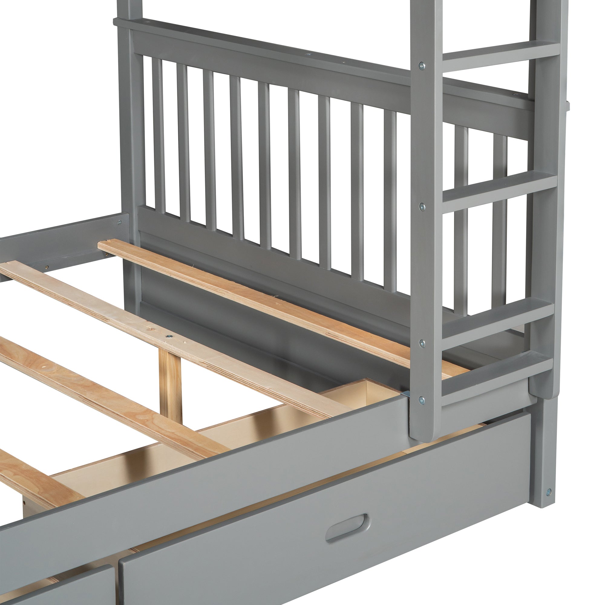 Full-Over-Full Bunk Bed with Ladders and Two Storage Drawers (Gray)(OLD SKU:LT000365AAE) - Atlantic Fine Furniture Melbourne FL