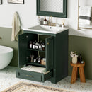 Bathroom Vanity With Ceramic Sink Combo, Modern Freestanding Storage Cabinet With Silver Handles