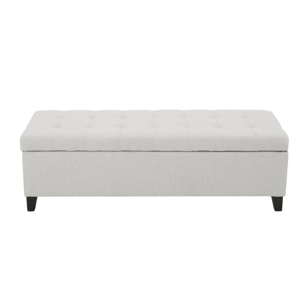 Home Mission - Upholstered Storage Ottoman Bench - Light Gray