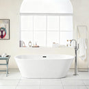 Gloss Freestanding Bathtub With Overflow & Pop Up Drain, Stand Alone Soaking Tub