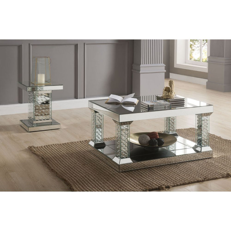 Nysa - End Table - Mirrored & Faux Crystals - 20" - Atlantic Fine Furniture Inc