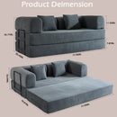 Convertible Sleeper Sofa Bed With Cylindrical Pillow, With Fixed Shape Frame