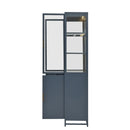 Modern Style Tall Steel Display Cabinet With Double Glass Doors, LED Lights