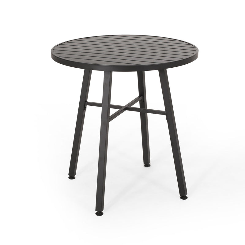 3 Piece Metal Bistro Set With 2 Curved Armrest Chairs - Black