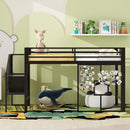 Twin Low Loft Bed Frame With Storage Staircase - Black