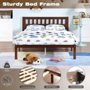 Full Size Bed, Wood Platform Bed Frame with Headboard For Kids, Slatted, Dark Walnut