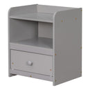Nightstand, Bedside Table with Open Storage Cabinet, Drawer,Grey