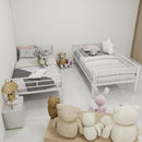 Metal Bunk Bed For Kids, Convertible Bedframe With Ladders & Guardrail