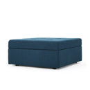 Flip Top Ottoman With Tufted Waffle Stitch And Rolling Casters - Navy Blue