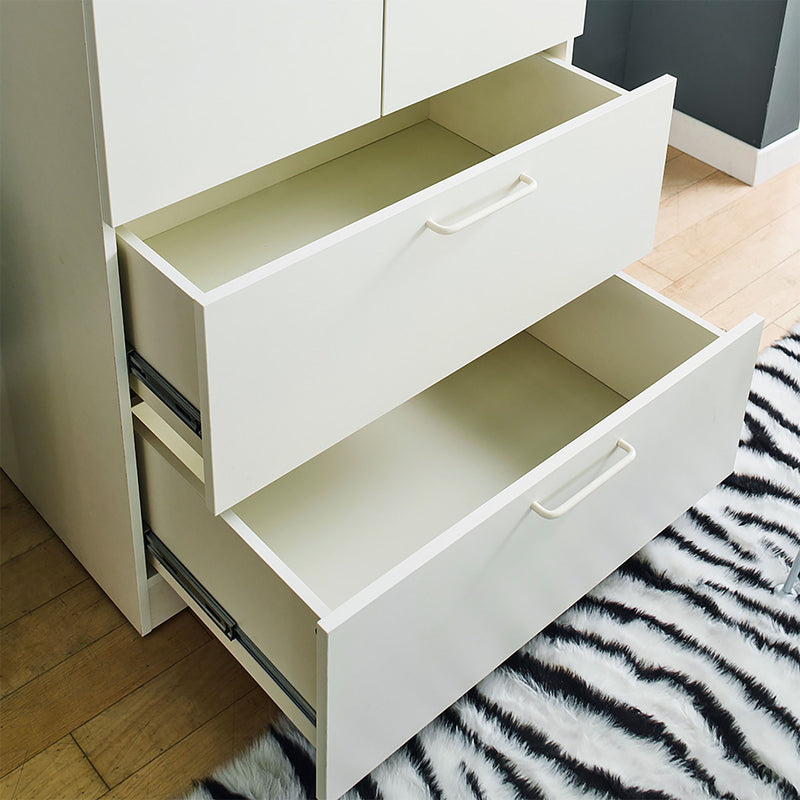 Emma - 2 Door Wood Closet With 2 Drawers And Hanging Bars - White