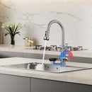 3 In 1 Kitchen Faucet With Press Type Glass Rinser, High Arc Pull Down Sprayer