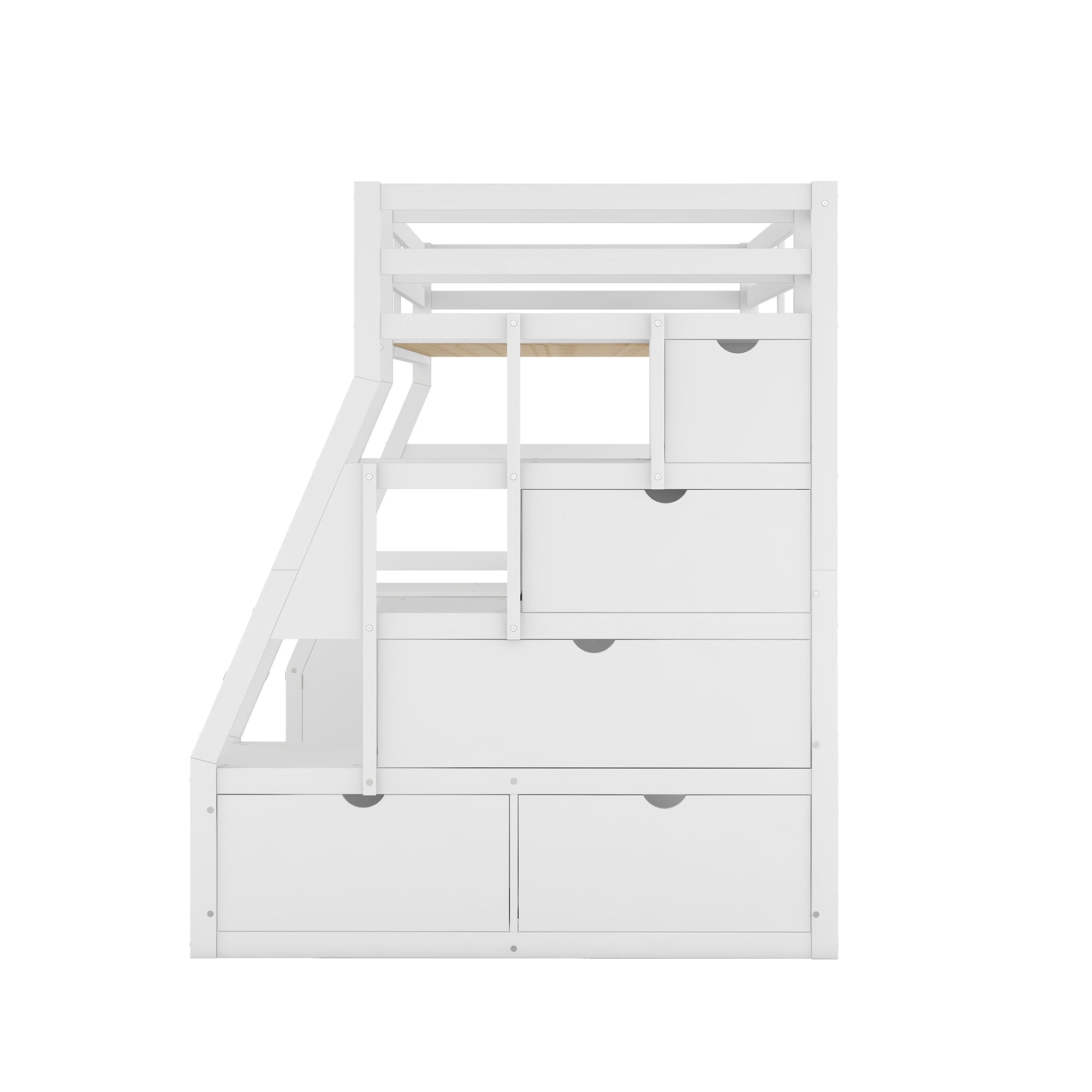 Twin Size Loft Bed with 7 Drawers 2 Shelves and Desk - White - Atlantic Fine Furniture Melbourne FL