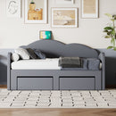 Upholstered Daybed With Cloud-Shaped Backrest, Trundle & 2 Drawers And USB Ports