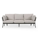Mid Century Modern 3 Seater Sofa With Pillow Cushions - Light Gray