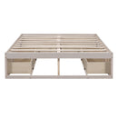 Full Size Platform Bed with 6 Storage Drawers,Antique White