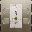 Modern Rectangular Dining Table For 6 - 8, Plated Hourglass Base