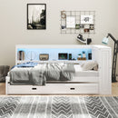 Daybed With Storage Shelves, LED, USB, And Trundle