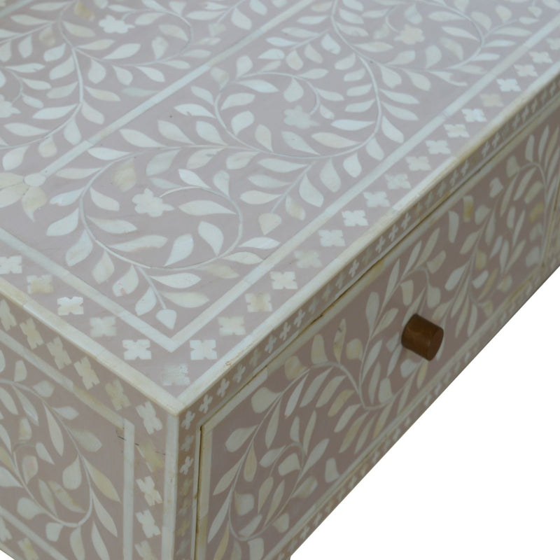 Floral Bone Console - Beige / White