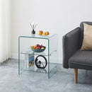 Tempered Clear Bent Glass Side Table Sofa Table, Multi Purpose Use, Premium Tempered Glass - Transparent