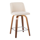 Toriano - Mid Century Modern Fixed Height Counter Stool With Swivel And Square Footrest (Set of 2)